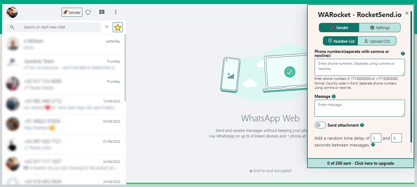 Adding phone numbers in the WaWebM panel