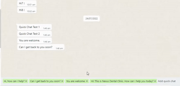 GIF showing quick chat