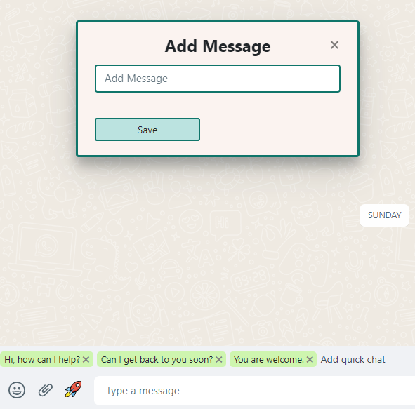 Screenshot showing option to add quick chat