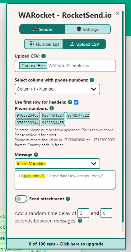 How to customize the message with variables