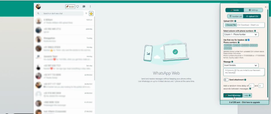 WaWebM pane ready for sending